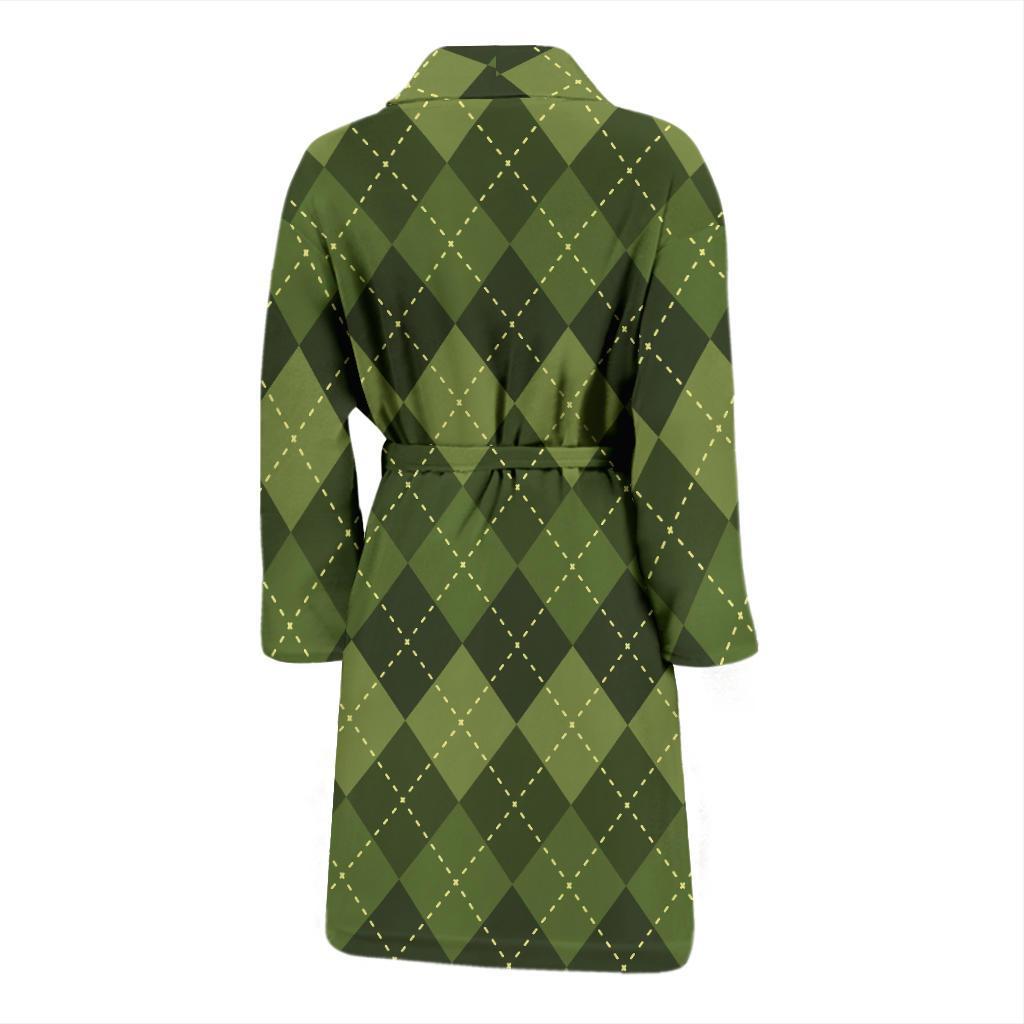 Argyle Green Pattern Print Design 01 Men Bathrobe-JORJUNE.COM