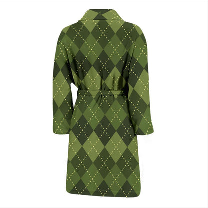 Argyle Green Pattern Print Design 01 Men Bathrobe-JORJUNE.COM