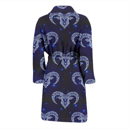 Aries Zodiac Pattern Print Design 01 Men Bathrobe-JORJUNE.COM