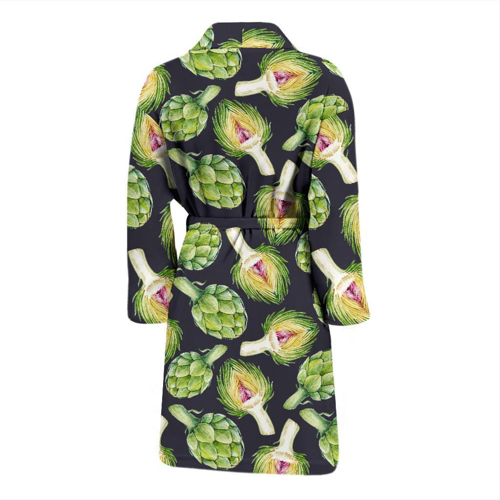 Artichoke Pattern Print Design 01 Men Bathrobe-JORJUNE.COM
