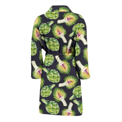 Artichoke Pattern Print Design 01 Men Bathrobe-JORJUNE.COM