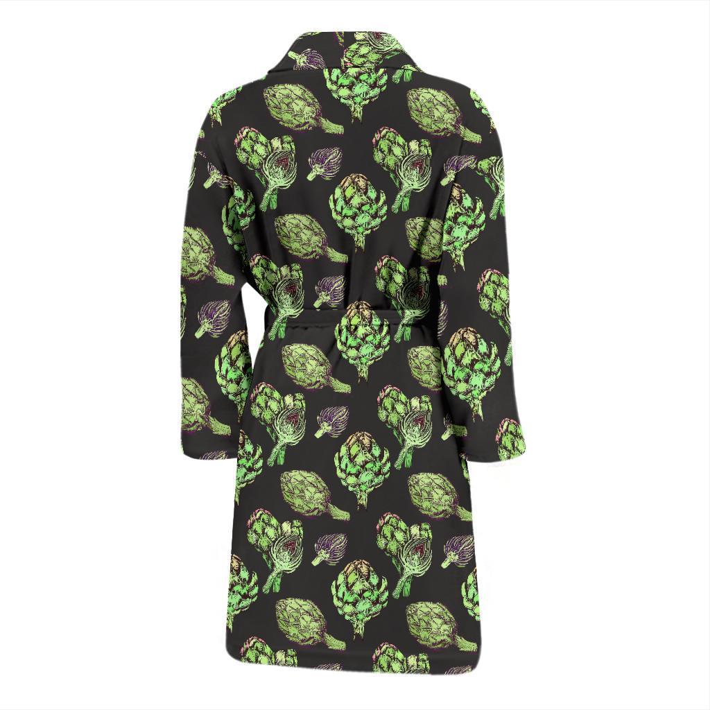 Artichoke Pattern Print Design 02 Men Bathrobe-JORJUNE.COM