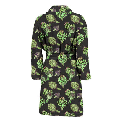 Artichoke Pattern Print Design 02 Men Bathrobe-JORJUNE.COM