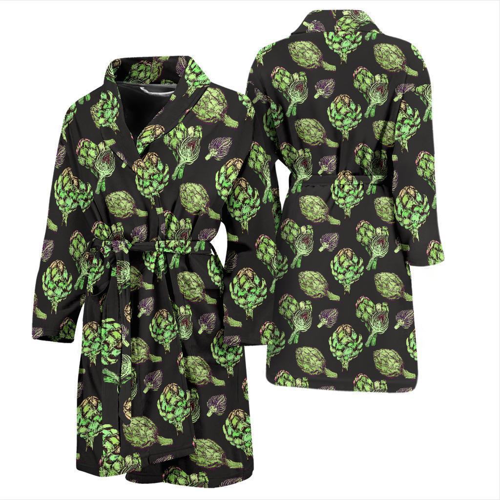 Artichoke Pattern Print Design 02 Men Bathrobe-JORJUNE.COM