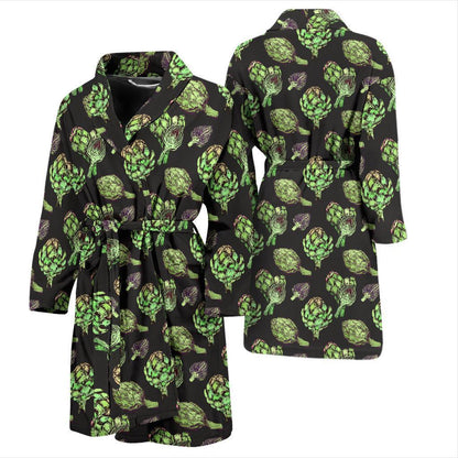 Artichoke Pattern Print Design 02 Men Bathrobe-JORJUNE.COM