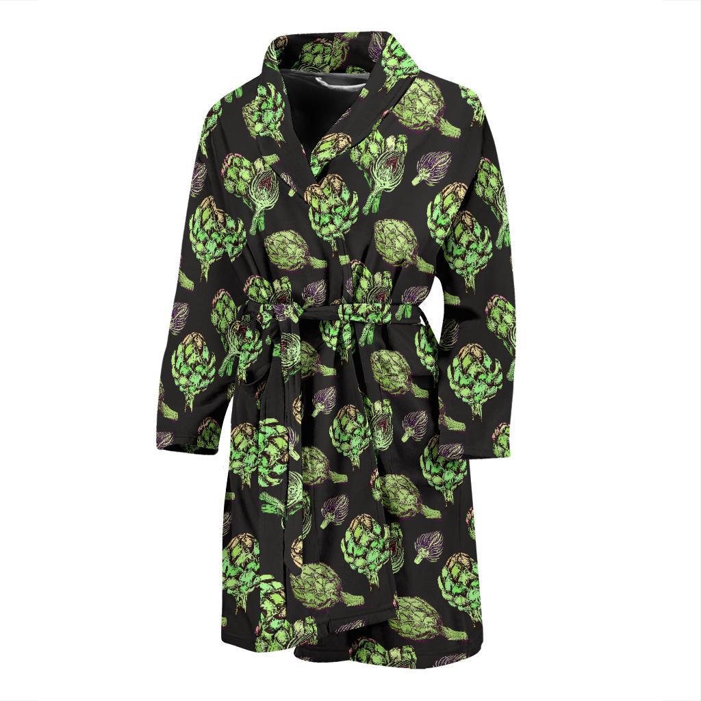 Artichoke Pattern Print Design 02 Men Bathrobe-JORJUNE.COM