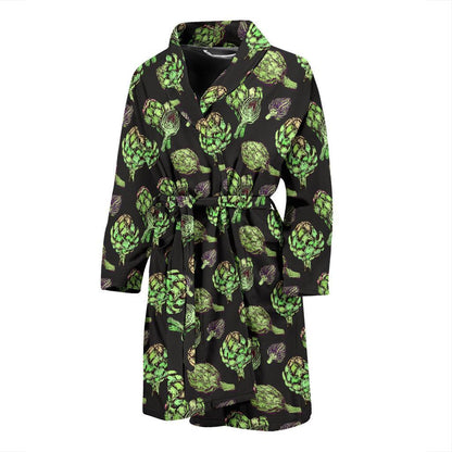 Artichoke Pattern Print Design 02 Men Bathrobe-JORJUNE.COM