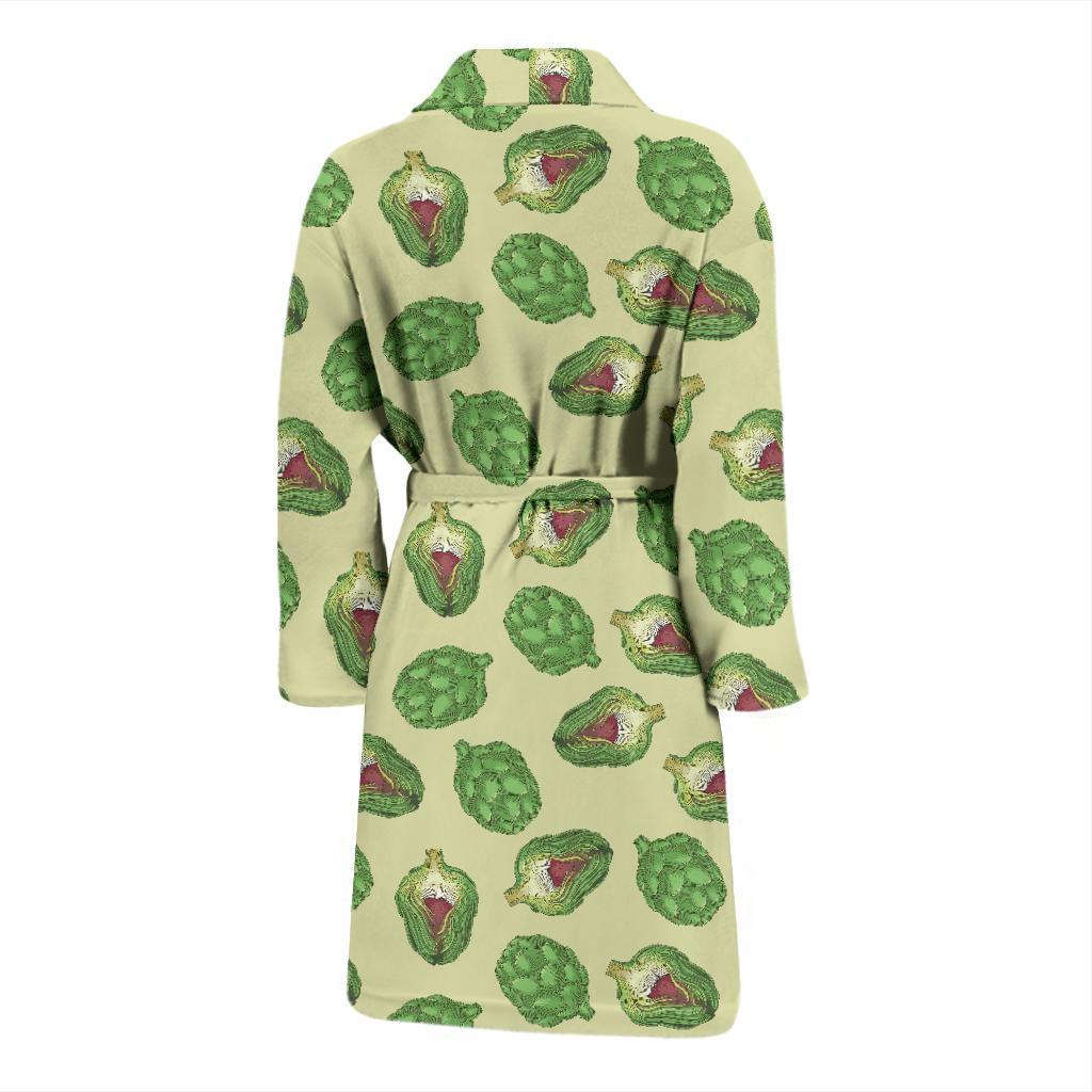 Artichoke Pattern Print Design 03 Men Bathrobe-JORJUNE.COM