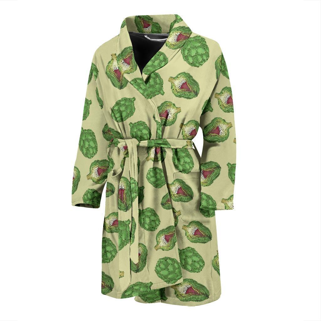 Artichoke Pattern Print Design 03 Men Bathrobe-JORJUNE.COM