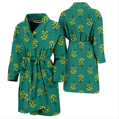 Artichoke Pattern Print Design 04 Men Bathrobe-JORJUNE.COM