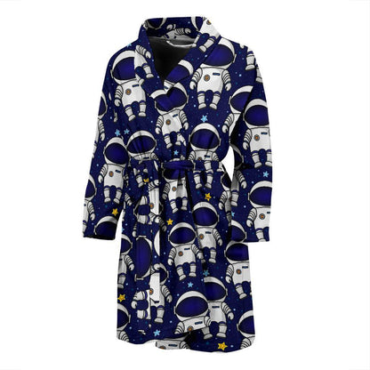 Astronaut Pattern Print Design 01 Men Bathrobe-JORJUNE.COM