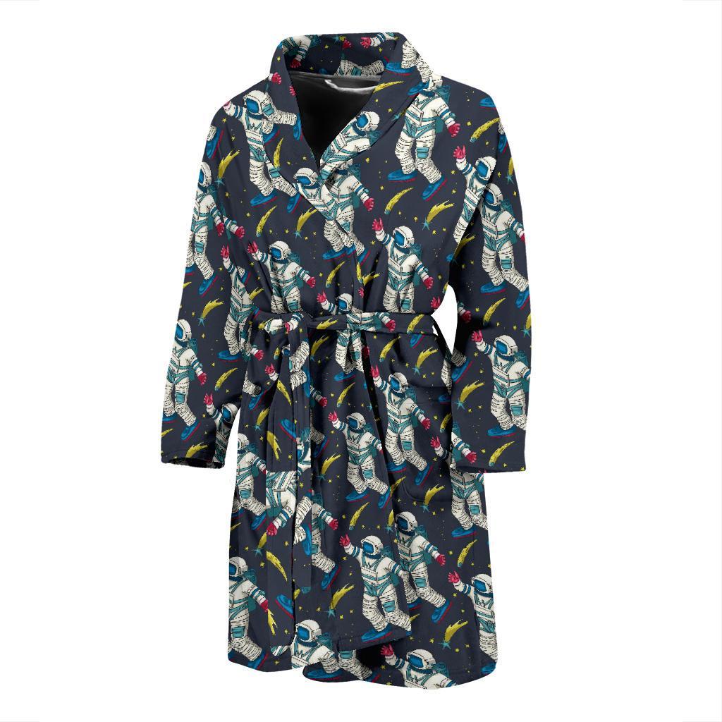 Astronaut Pattern Print Design 04 Men Bathrobe-JORJUNE.COM