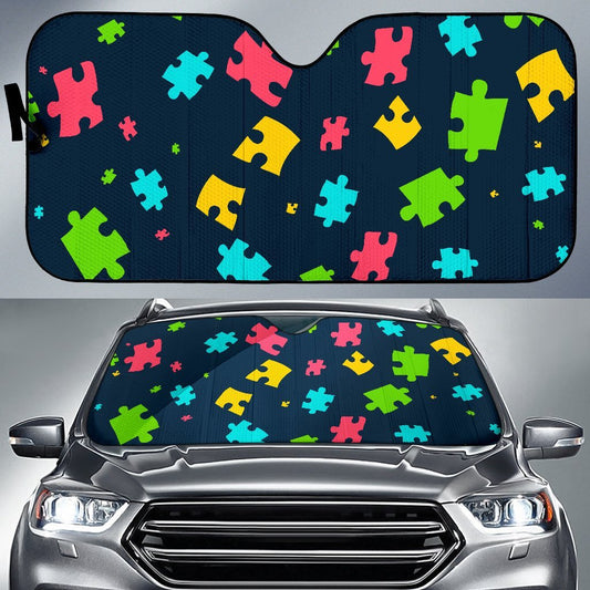 Autism Awareness Colorful Design Print Car Sun Shade For Windshield