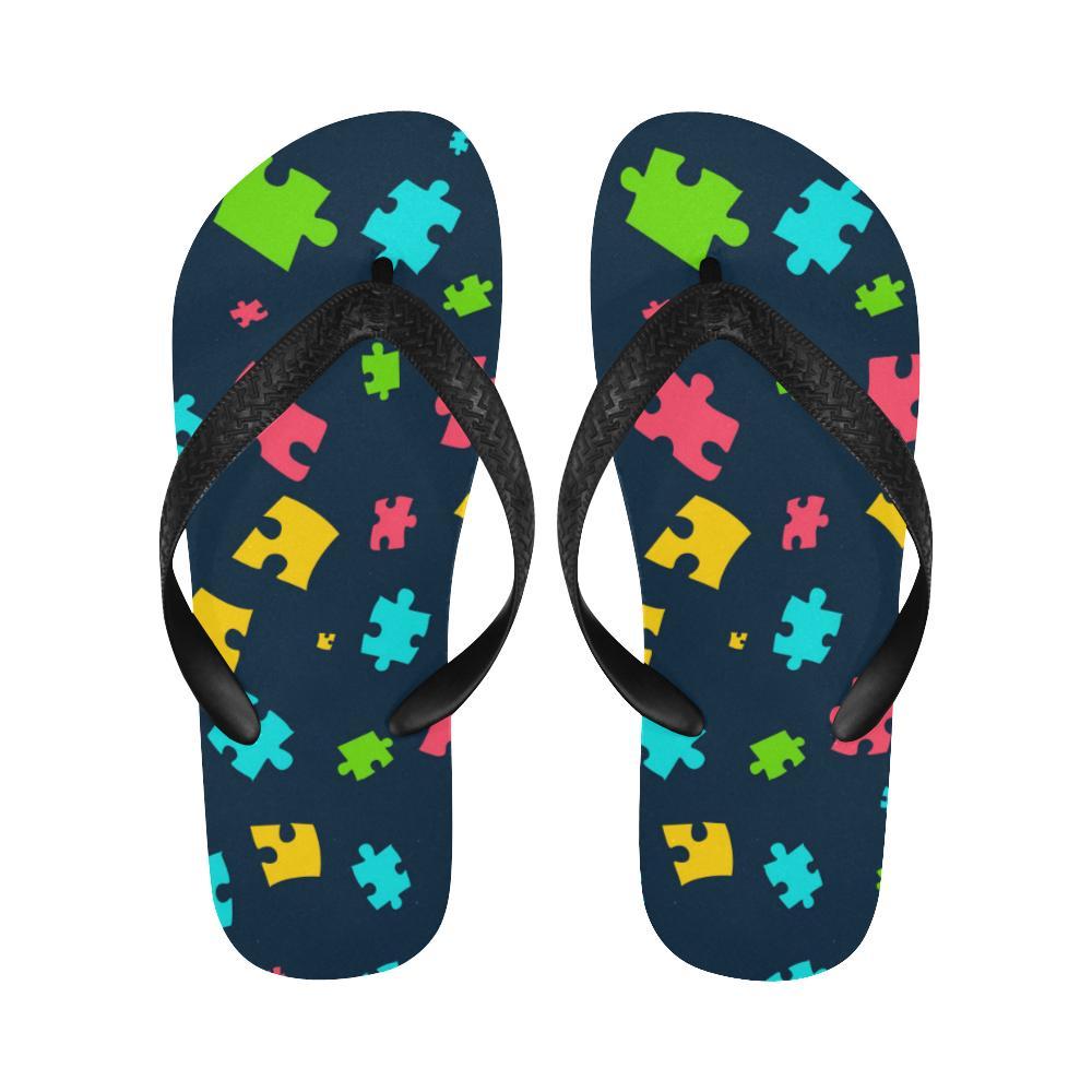 Autism Awareness Colorful Design Print Flip Flops-JTAMIGO.COM