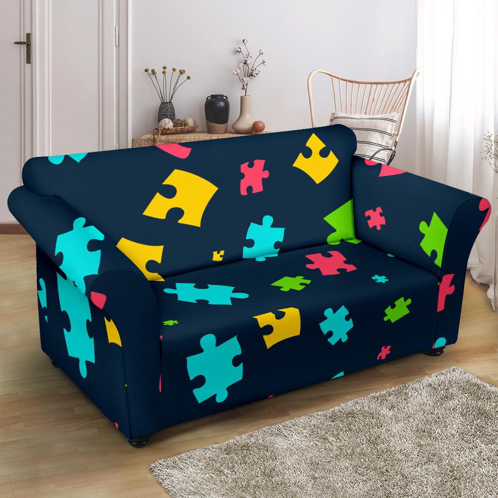 Autism Awareness Colorful Design Print Loveseat Slipcover-JTAMIGO.COM