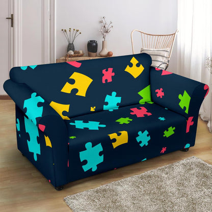 Autism Awareness Colorful Design Print Loveseat Slipcover-JTAMIGO.COM