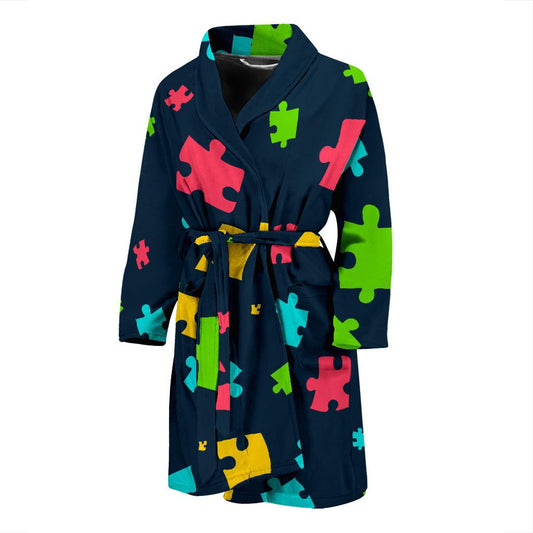 Autism Awareness Colorful Design Print Men Bath Robe-JTAMIGO.COM