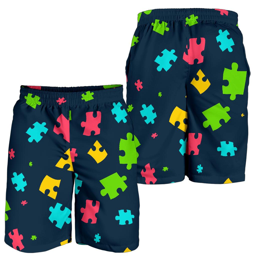 Autism Awareness Colorful Design Print Mens Shorts-JTAMIGO.COM