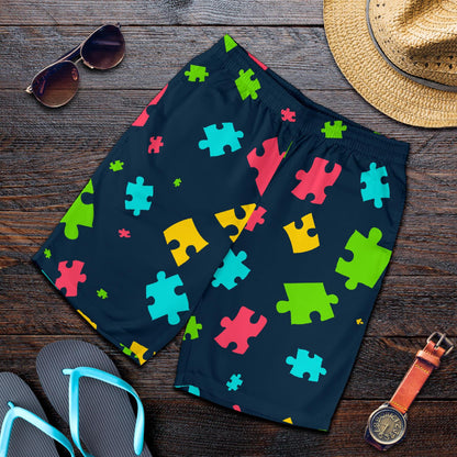 Autism Awareness Colorful Design Print Mens Shorts-JTAMIGO.COM