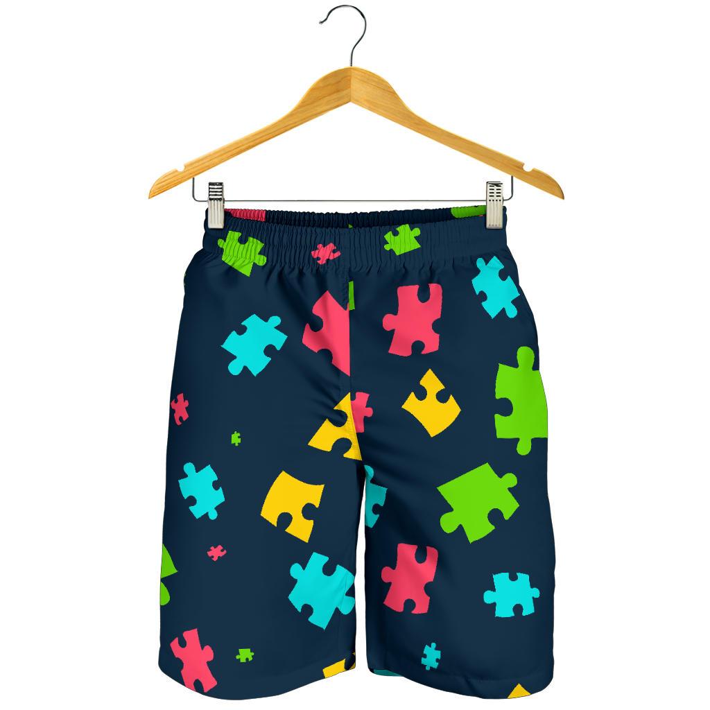 Autism Awareness Colorful Design Print Mens Shorts-JTAMIGO.COM
