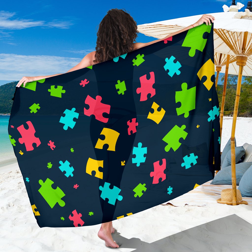 Autism Awareness Colorful Design Print Sarong Pareo Wrap
