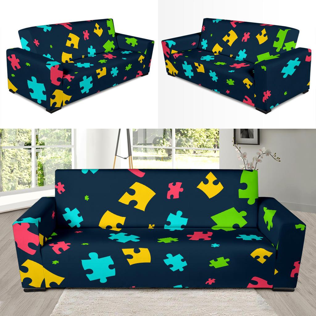 Autism Awareness Colorful Design Print Sofa Slipcover-JTAMIGO.COM