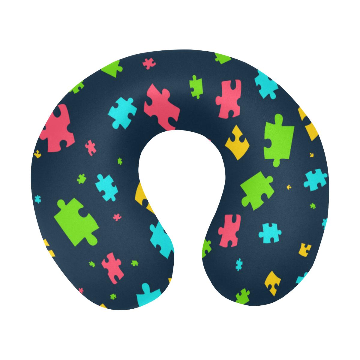 Autism Awareness Colorful Design Print U-Shaped Travel Neck Pillow-JTAMIGO.COM
