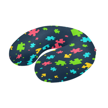 Autism Awareness Colorful Design Print U-Shaped Travel Neck Pillow-JTAMIGO.COM
