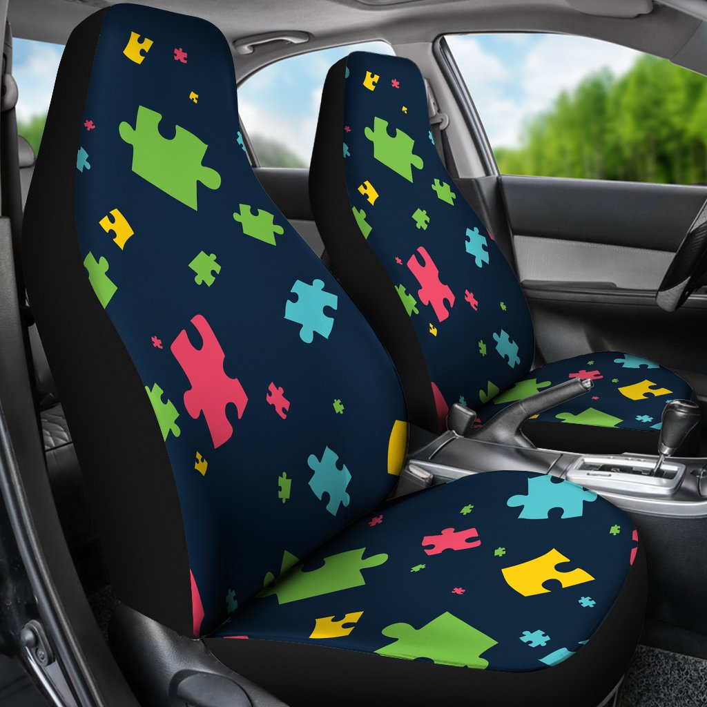 Autism Awareness Colorful Design Print Universal Fit Car Seat Covers