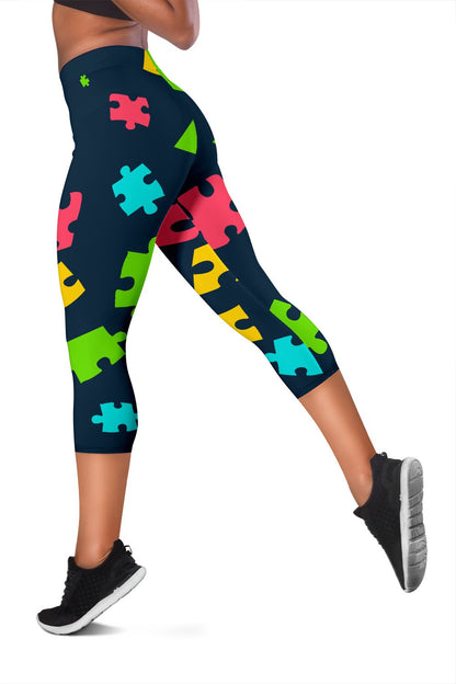 Autism Awareness Colorful Design Print Women Capris