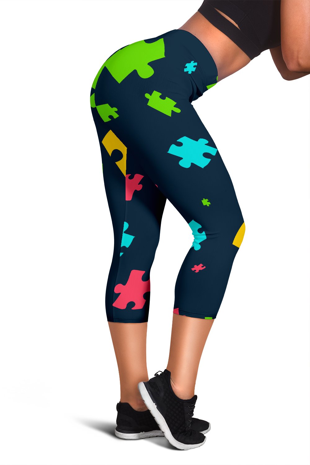 Autism Awareness Colorful Design Print Women Capris