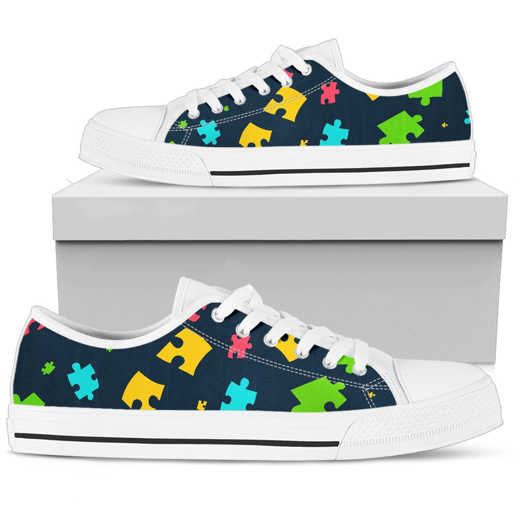Autism Awareness Colorful Design Print Women Low Top Shoes