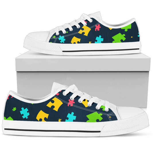 Autism Awareness Colorful Design Print Women Low Top Shoes