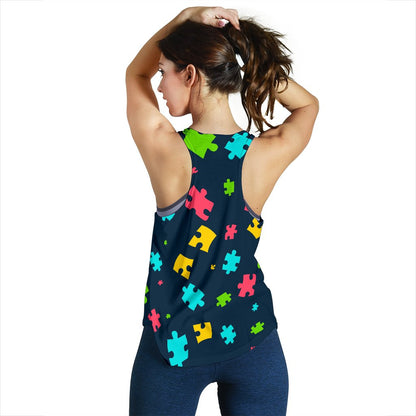 Autism Awareness Colorful Design Print Women Racerback Tank Top