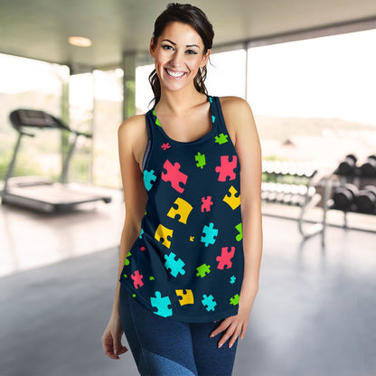 Autism Awareness Colorful Design Print Women Racerback Tank Top