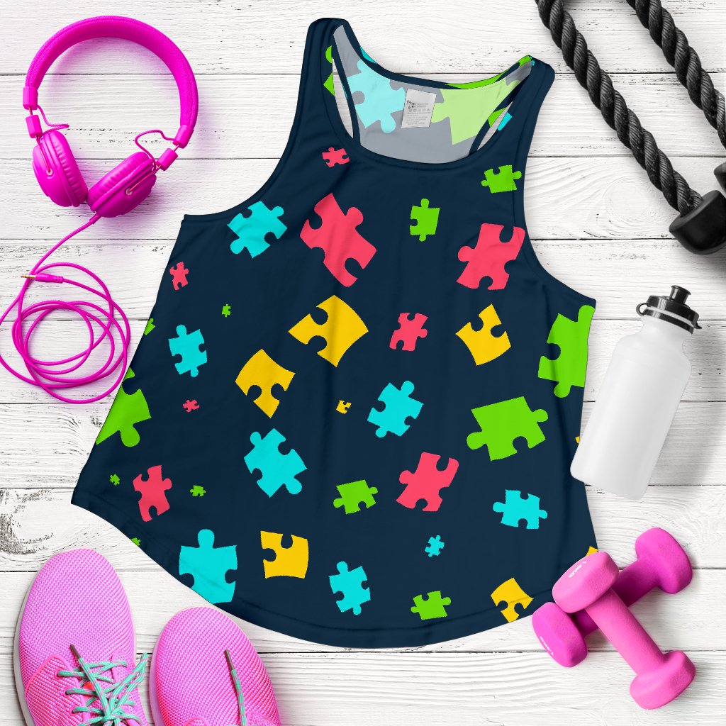 Autism Awareness Colorful Design Print Women Racerback Tank Top