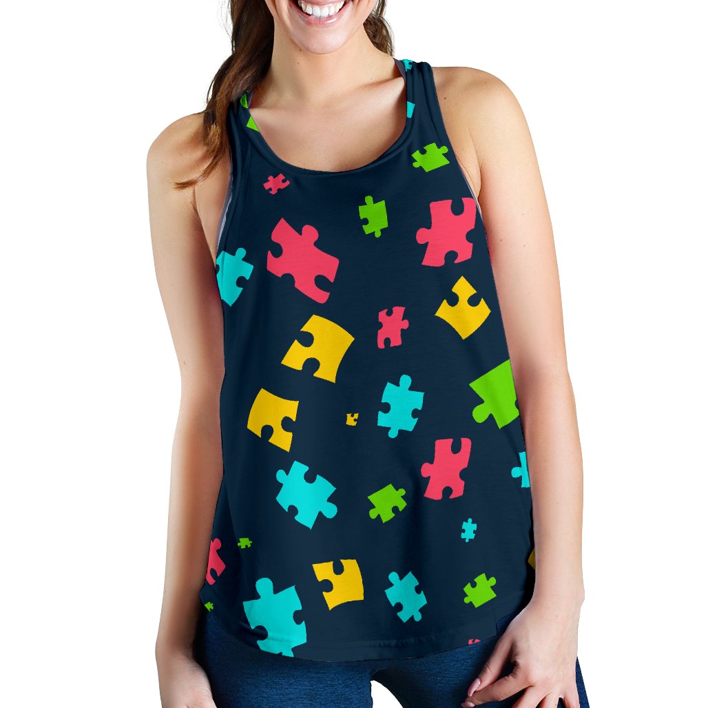 Autism Awareness Colorful Design Print Women Racerback Tank Top