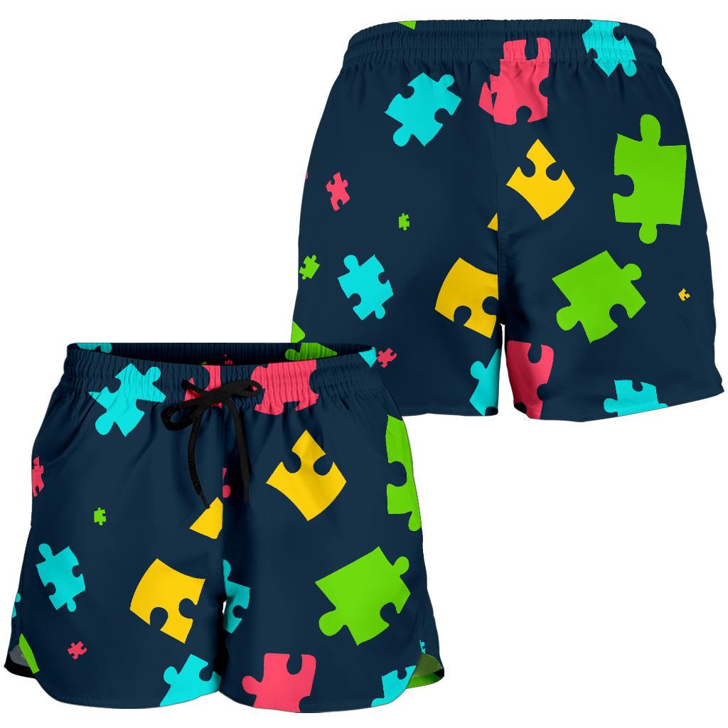 Autism Awareness Colorful Design Print Women Shorts-JTAMIGO.COM
