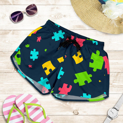 Autism Awareness Colorful Design Print Women Shorts-JTAMIGO.COM