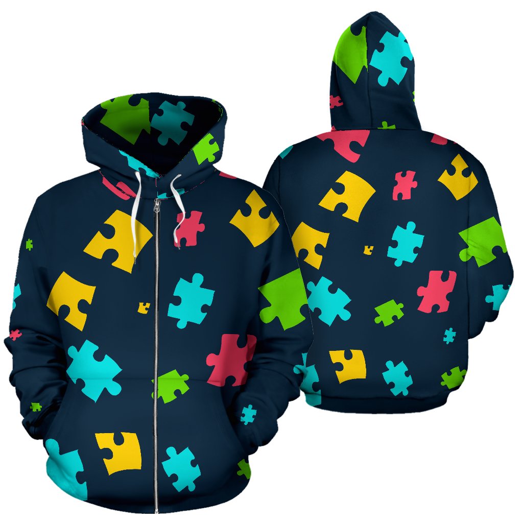 Autism Awareness Colorful Design Print Zip Up Hoodie