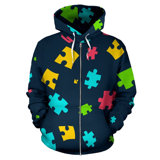 Autism Awareness Colorful Design Print Zip Up Hoodie