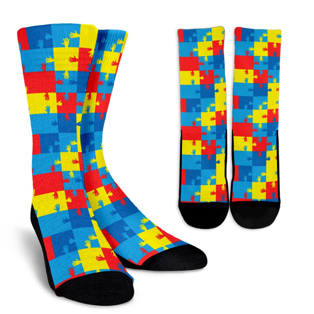 Autism Awareness Design Themed Print Crew Socks