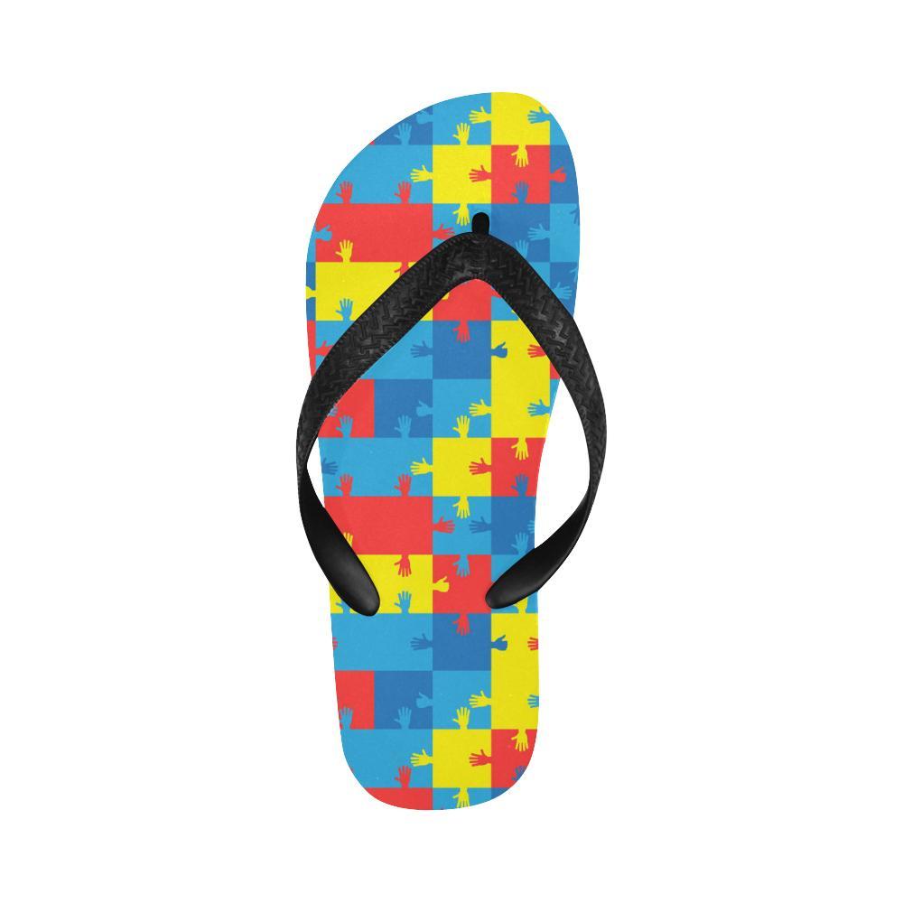 Autism Awareness Design Themed Print Flip Flops-JTAMIGO.COM