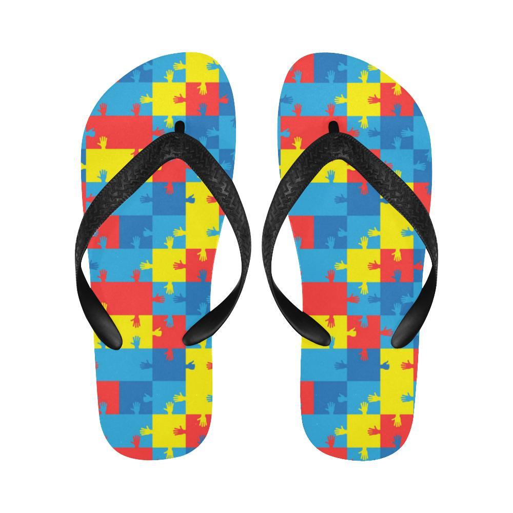 Autism Awareness Design Themed Print Flip Flops-JTAMIGO.COM