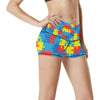 Autism Awareness Design Themed Print High Waisted Spandex Shorts-JTAMIGO.COM