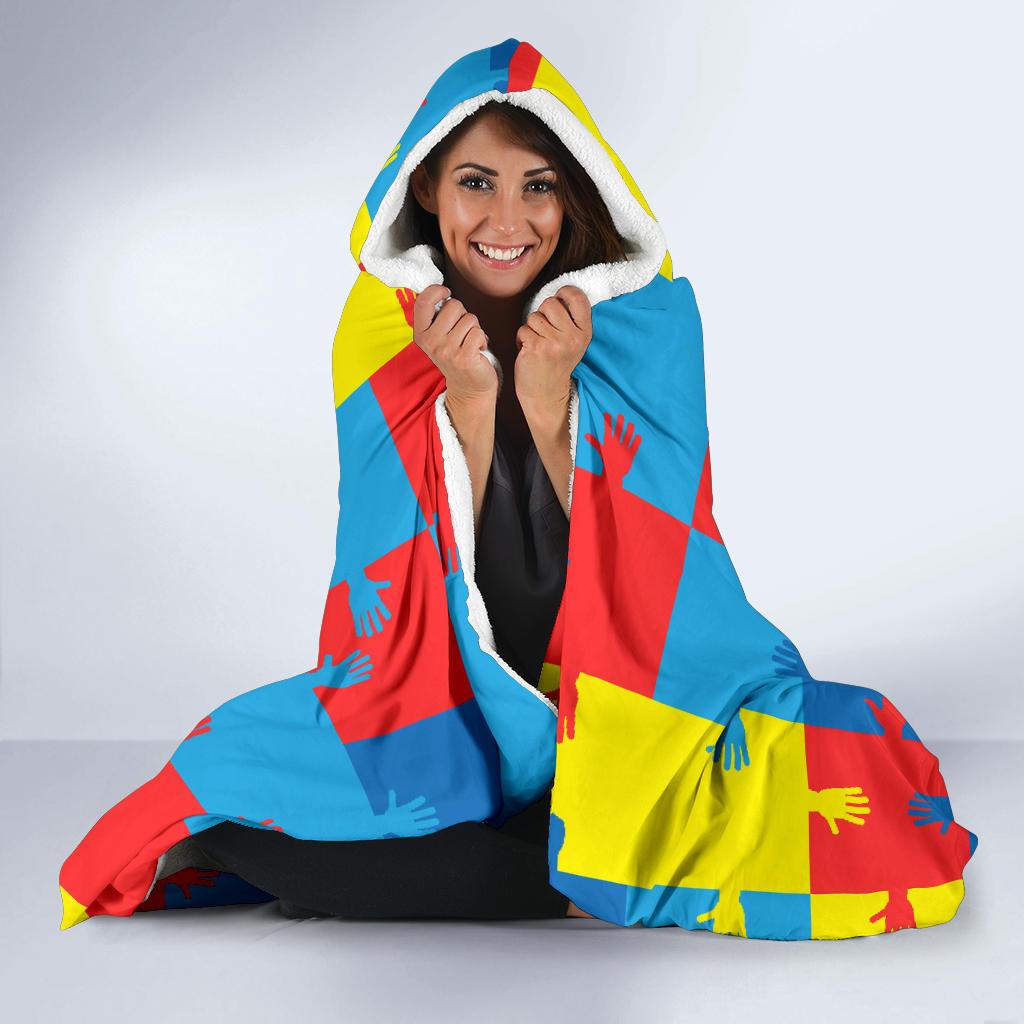 Autism Awareness Design Themed Print Hooded Blanket-JTAMIGO.COM
