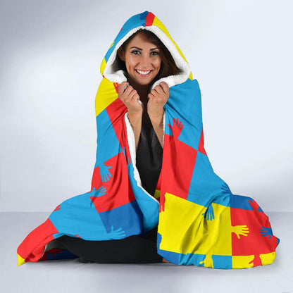 Autism Awareness Design Themed Print Hooded Blanket-JTAMIGO.COM