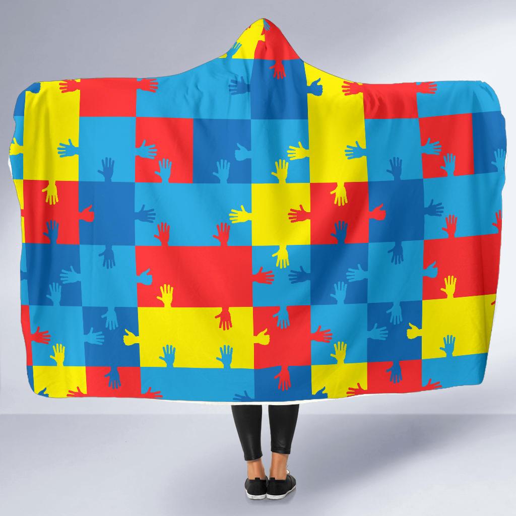 Autism Awareness Design Themed Print Hooded Blanket-JTAMIGO.COM