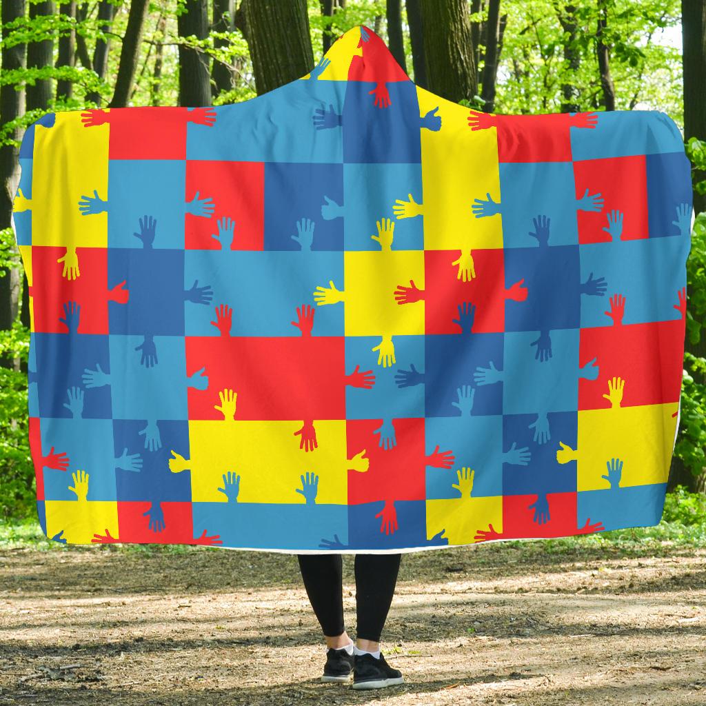 Autism Awareness Design Themed Print Hooded Blanket-JTAMIGO.COM