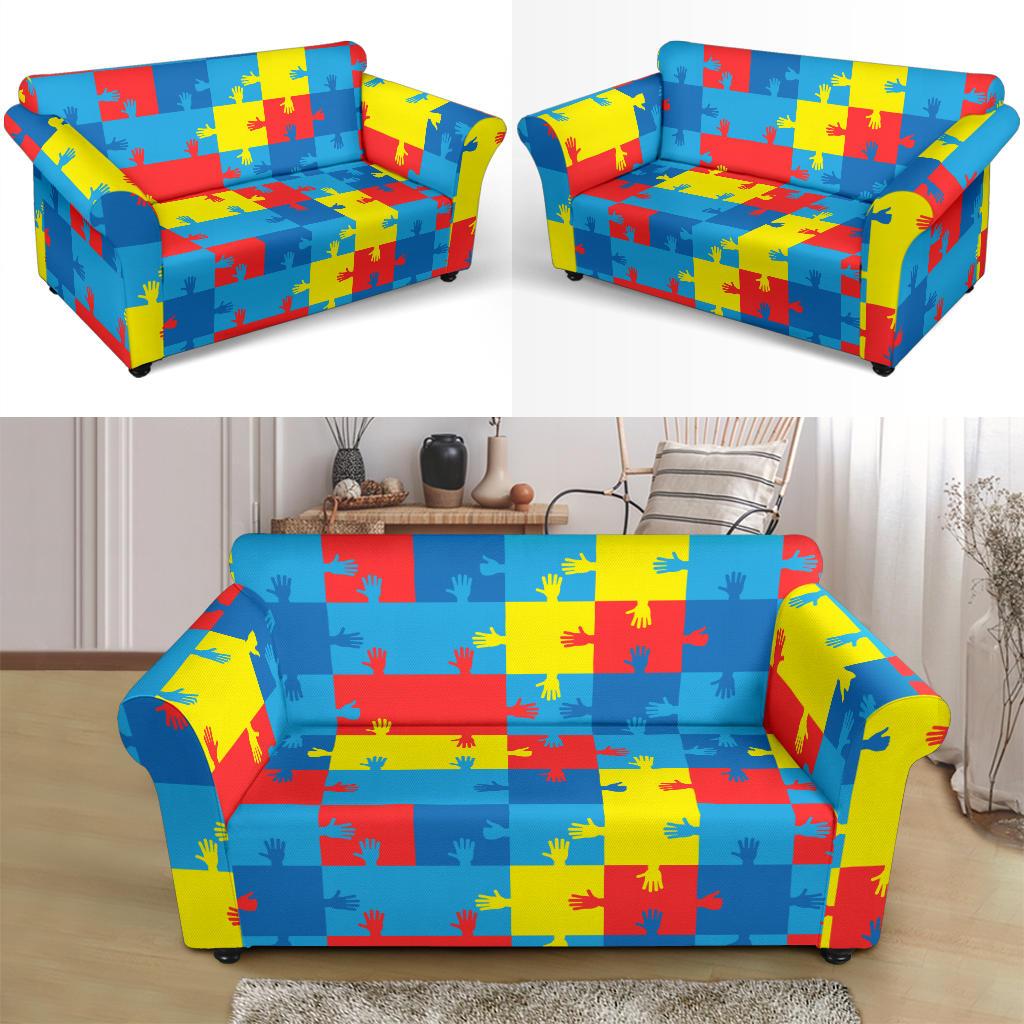 Autism Awareness Design Themed Print Loveseat Slipcover-JTAMIGO.COM